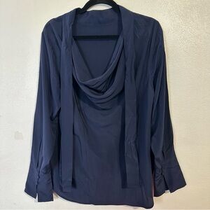NEW J. Crew Midnight Blue Draped Tie Blouse
